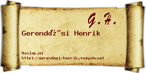 Gerendási Henrik névjegykártya